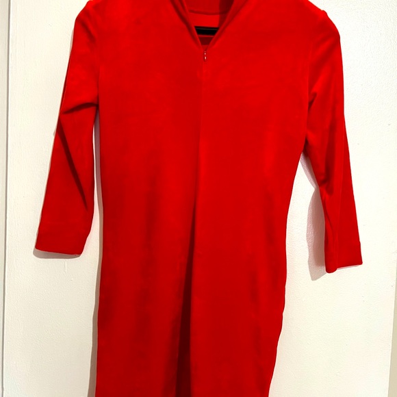 Red Velour Shift Casual Dress size XS - Picture 5 of 7
